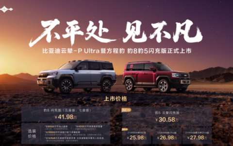 方程豹首搭首发比亚迪云辇-P Ultra，豹8豹5闪充版实现三轮行驶
