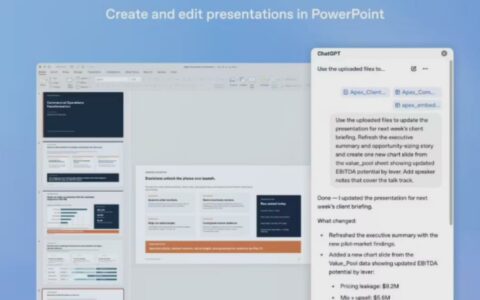 OpenAI推出ChatGPT for PowerPoint插件，免费向全球用户开放