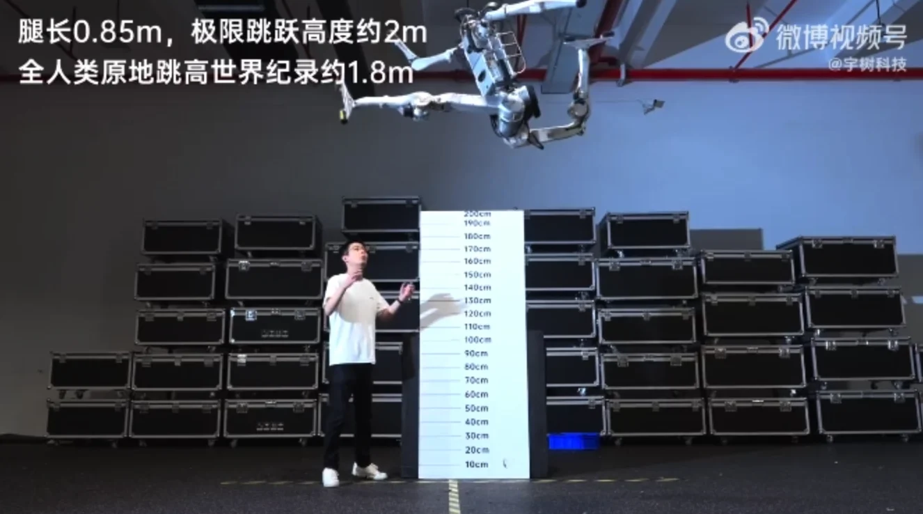 宇树科技发布“超人”机器人:原地跳高 2m、极限速度 12.66m/s 超越人类纪录