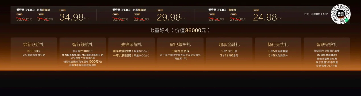 泰钽700焕新价24.98万起!树立华系智能豪华越野新标杆