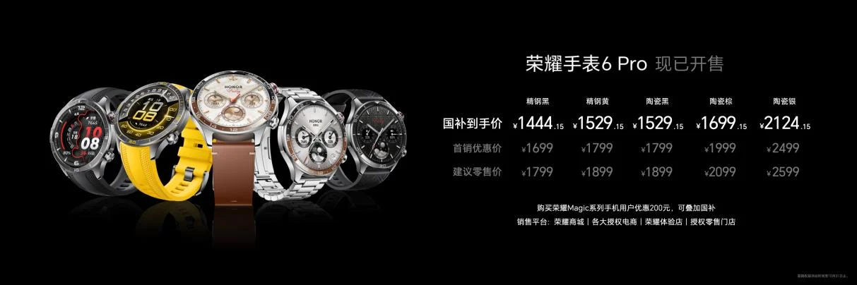 腕上健康守护中枢 荣耀手表6 Pro正式发布国补到手价1444.15元起