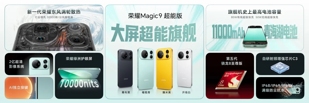 超清双2亿，掌中电影机，荣耀Magic9 系列正式发布，售价4499元起