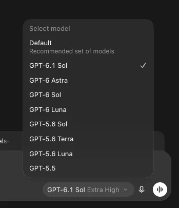 OpenAI 在 Codex 上线 GPT-6.1 Sol 模型:性能接近 Astra,价格仅为 1/5