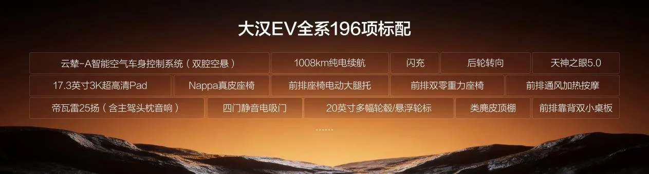 纯电续航1008公里,比亚迪大汉重磅来袭,售价23.59万~27.59万元